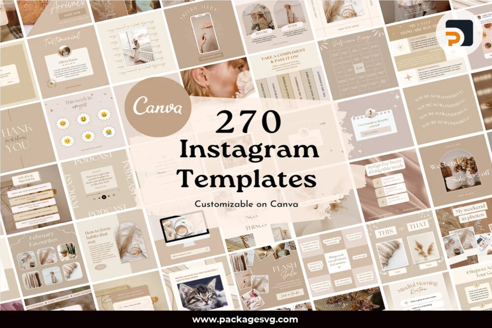 270 Instagram Templates, Neutral Social Media Templates