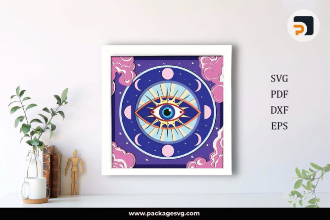 3D Evil Eye Shadowbox SVG, Template For Cricut