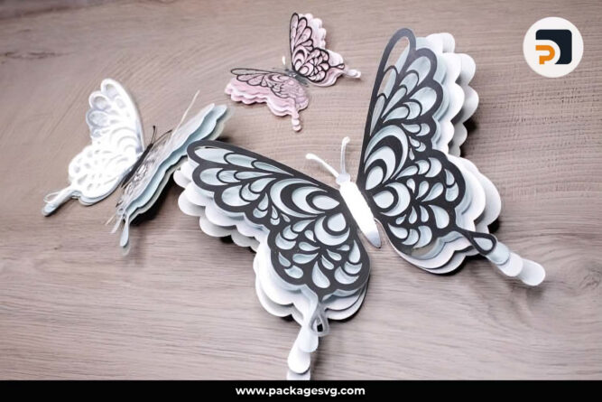 3D Layered Butterfly SVG, Template For Cricut