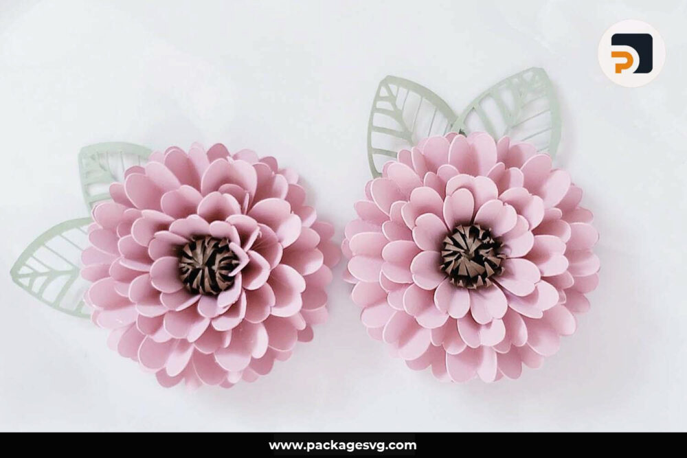 3D Zinnia Flower Papercut, SVG Template For Cricut