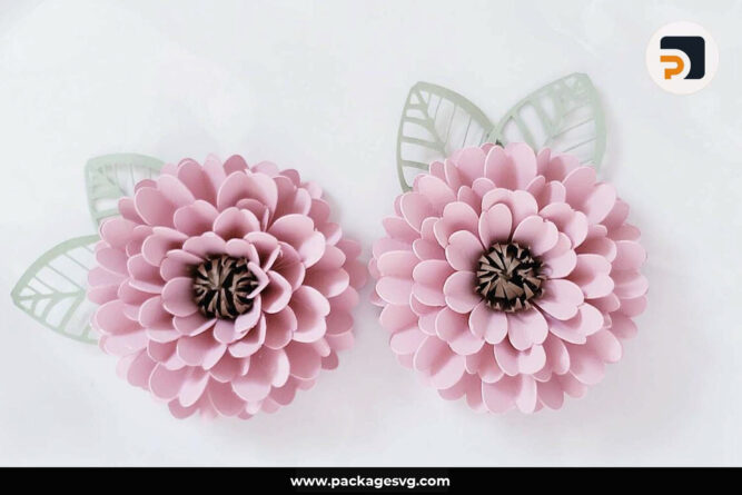 3D Zinnia Flower Papercut, SVG Template For Cricut