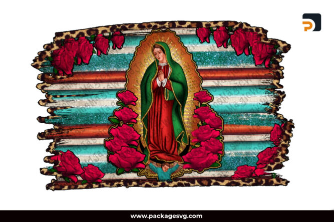 Abuela Our Lady Serape and Roses PNG, Virgen de Guadalupe Design