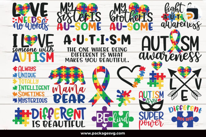 Autism SVG Bundle, Autism Awareness SVG PNG DXF EPS