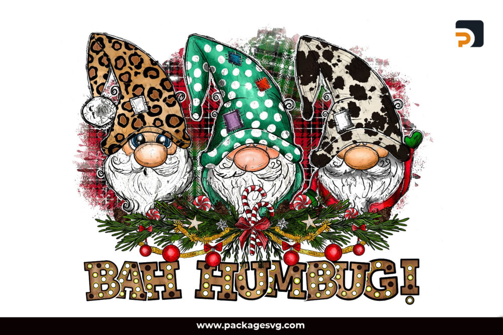 Bah Humbug PNG, Christmas Gnome Sublimation Design