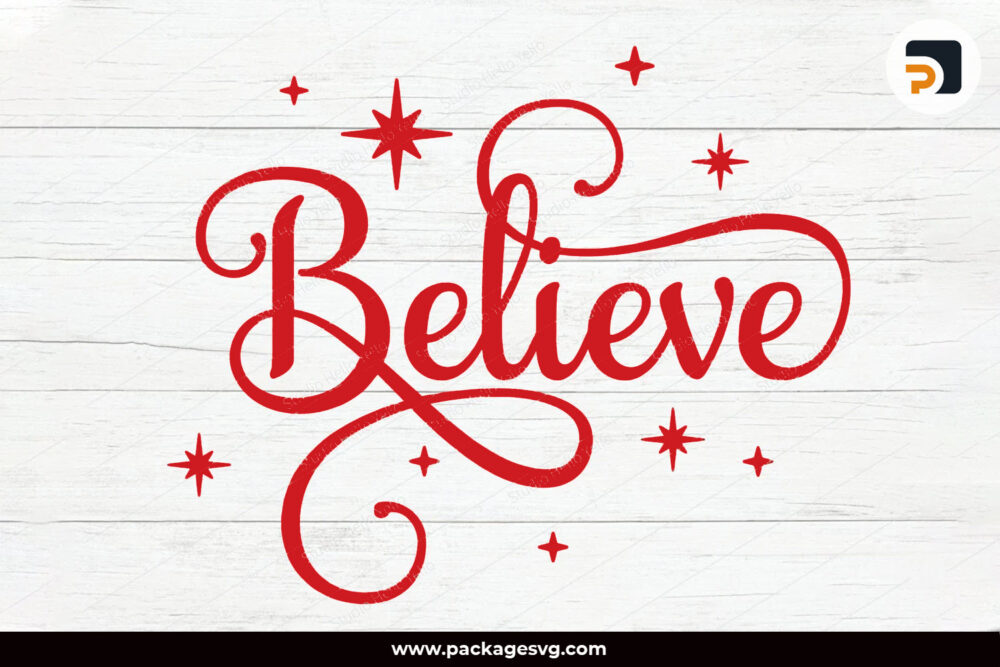 Believe SVG, Christmas Design SVG PNG DXF