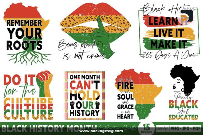 Black History Month Sublimation Bundle, 15 Designs PNG JPG PDF