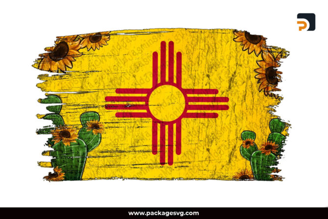 Cactus New Mexico Flag PNG Sublimation Design