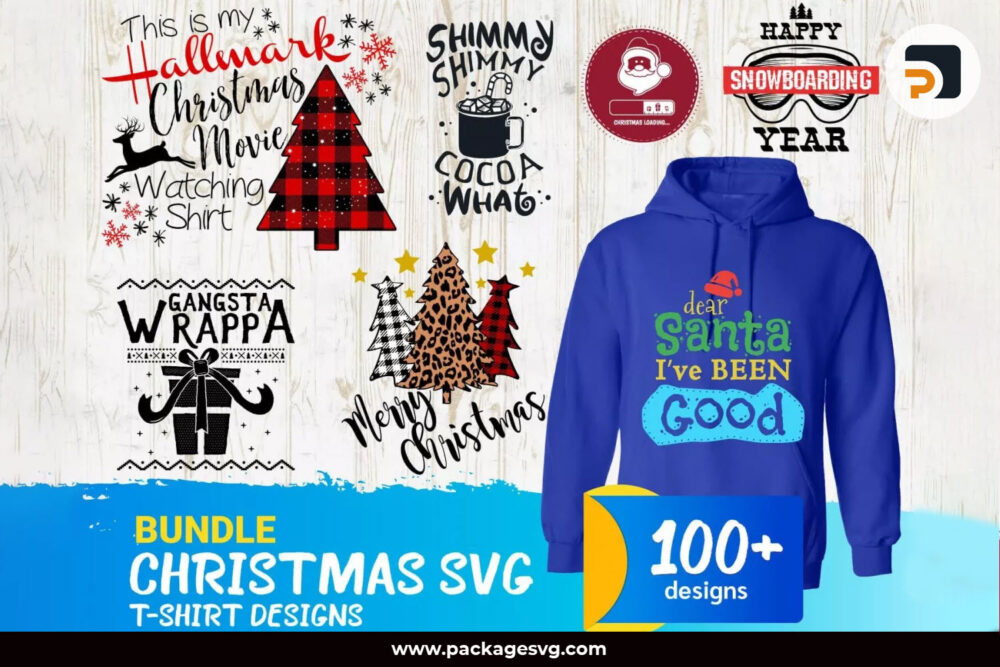 Christmas Bundle SVG PNG EPS DXF PDF, 100+ T-Shirt Design