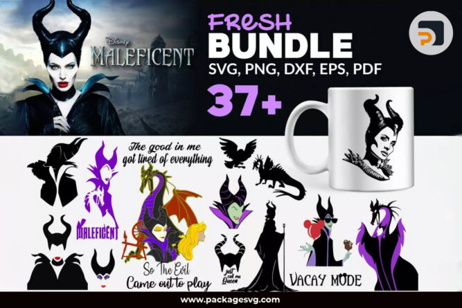 Disney Maleficent SVG Bundle, 37 Files SVG PNG EPS DXF PDF