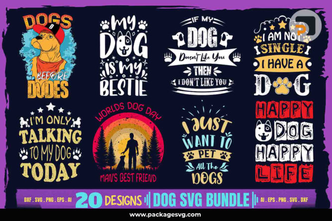 Dog SVG Bundle, 20 Designs SVG PNG DXF EPS AI