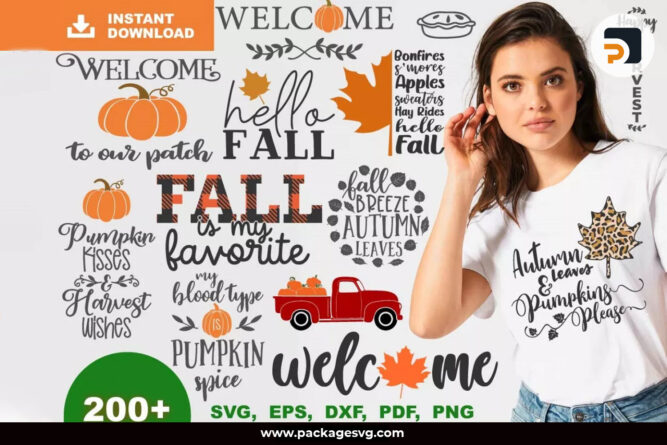 Fall SVG Mega Bundle, 200+ Designs SVG PNG EPS DXF PDF