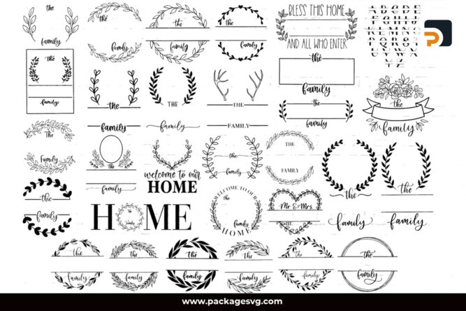 Family Name Monogram SVG Bundle, 56 Designs SVG PNG