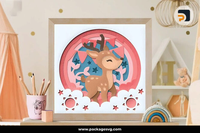 Fawn Nursery Room 3D Shadow Box