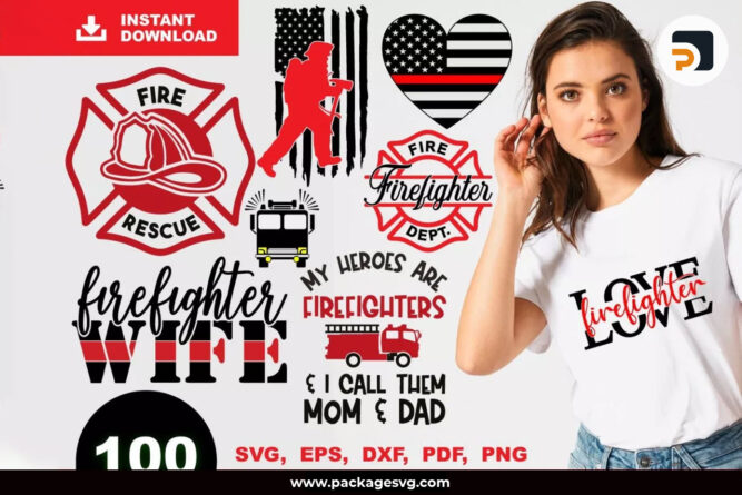 Firefighter SVG Bundle, 100+ Designs SVG PNG EPS DXF PDF