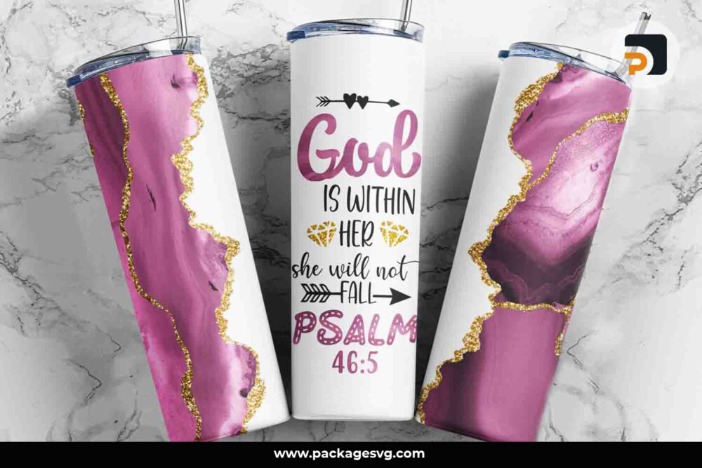 God is Within Her Sublimation PNG, 30oz 20oz Skinny Tumbler Template