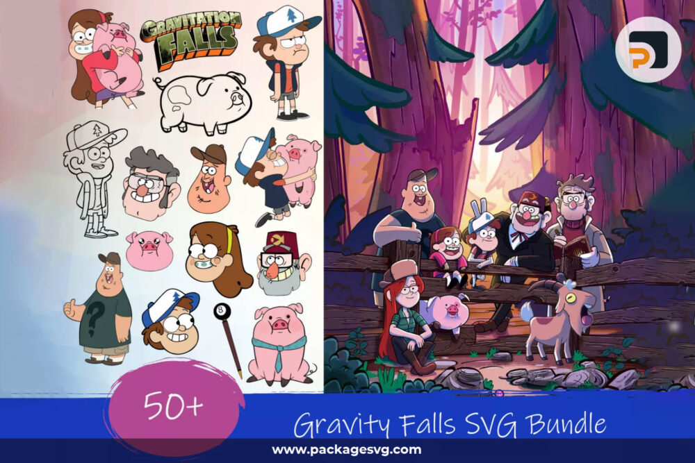 Gravity Falls SVG Bundle, 50 Designs SVG PNG DXF