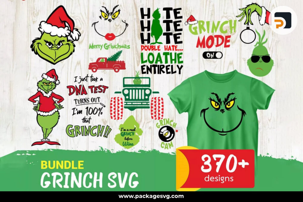 Grinch Mega Bundle SVG PNG EPS PDF, 370+ Designs Printable on T-Shirt