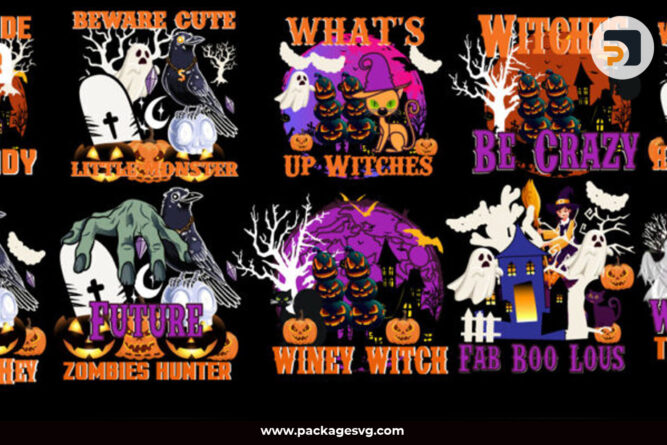 Halloween Boo Pumpkin Bundle SVG PNG EPS DXF AI JPG, 20 Shirt Design Spooky