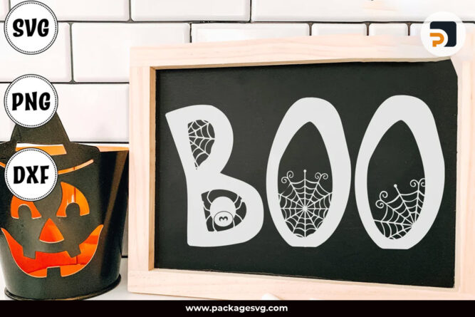 Halloween Boo Spider Design SVG PNG DXF, Printable mug and wall art