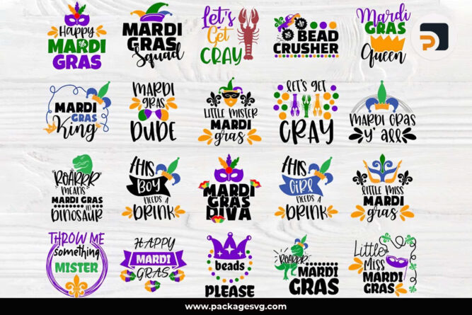 Mardi Gras SVG Bundle, 20 Designs SVG PNG EPS JPG PDF