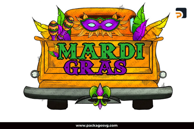 Mardi Gras Truck Sublimation PNG Design