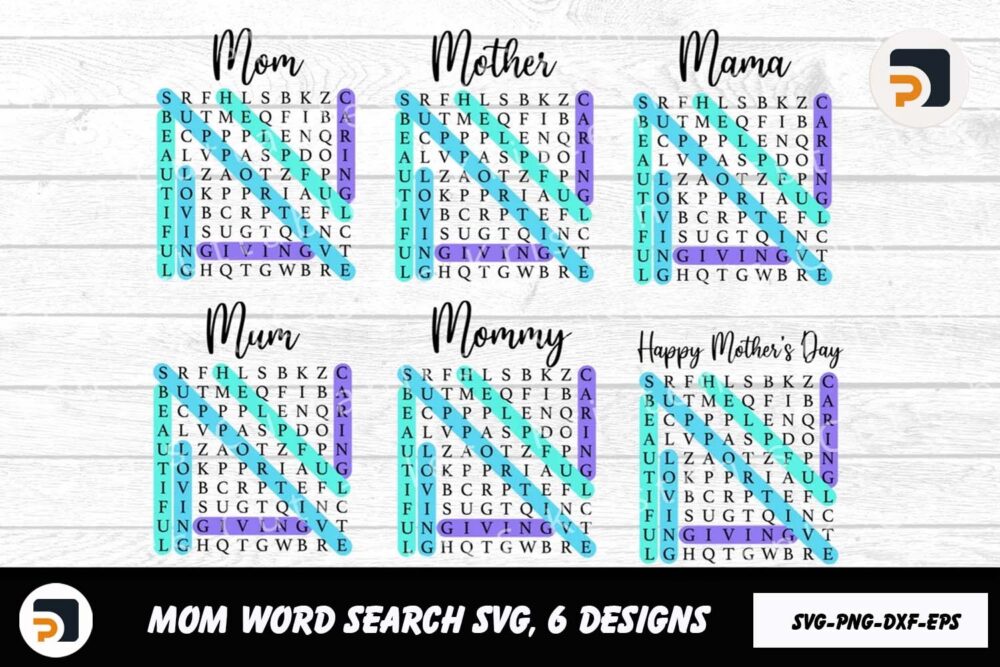 Mom Word Search SVG, Happy Mother's Day SVG