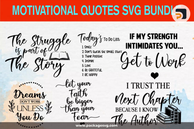 Motivational Quotes SVG Bundle, 80 Files SVG PNG EPS DXF PDF JPG AI