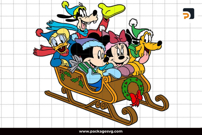 Mouse And Friends Skiing PNG, Merry Christmas PNG