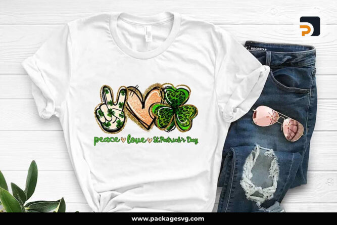 Peace Love St. Patrick's Day PNG, Lucky Sublimation Design