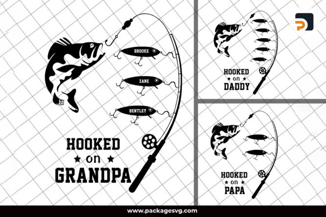 Personalized Hooked On Grandpa PNG, Fishing Lover PNG