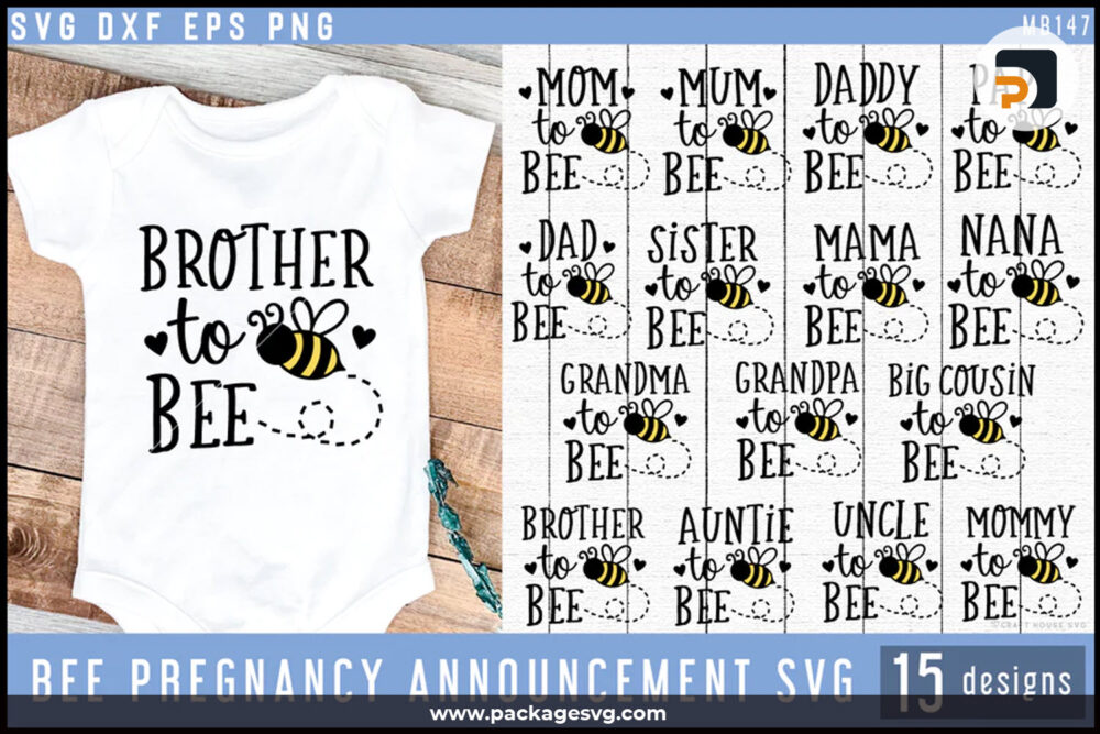 Pregnancy Announcement Bundle, Bumble Bee Family Cut Files