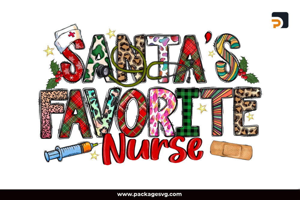 Santa is Favorite Nurse PNG, Merry Christmas Sublimation Design