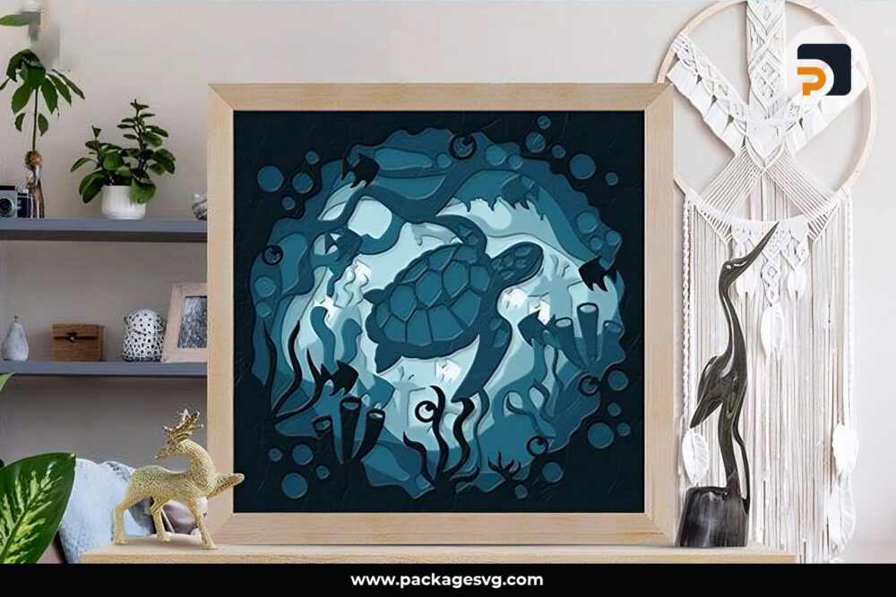 Sea Turtle 3D Shadow Box Paper Cut