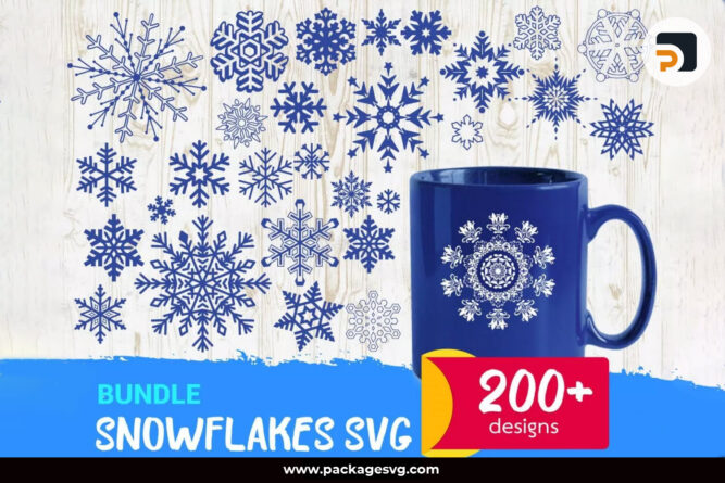 Snowflakes SVG Bundle, 200+ Design Winter SVG PNG EPS DXF PDF