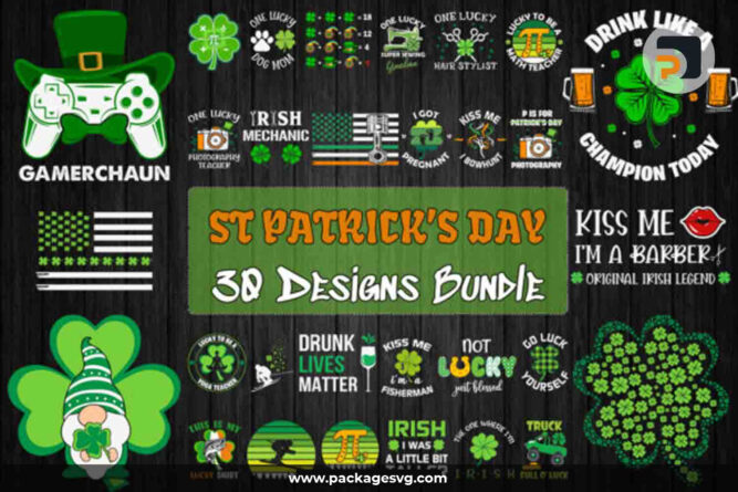 St Patrick's Day Bundle, 30 T-Shirt Designs