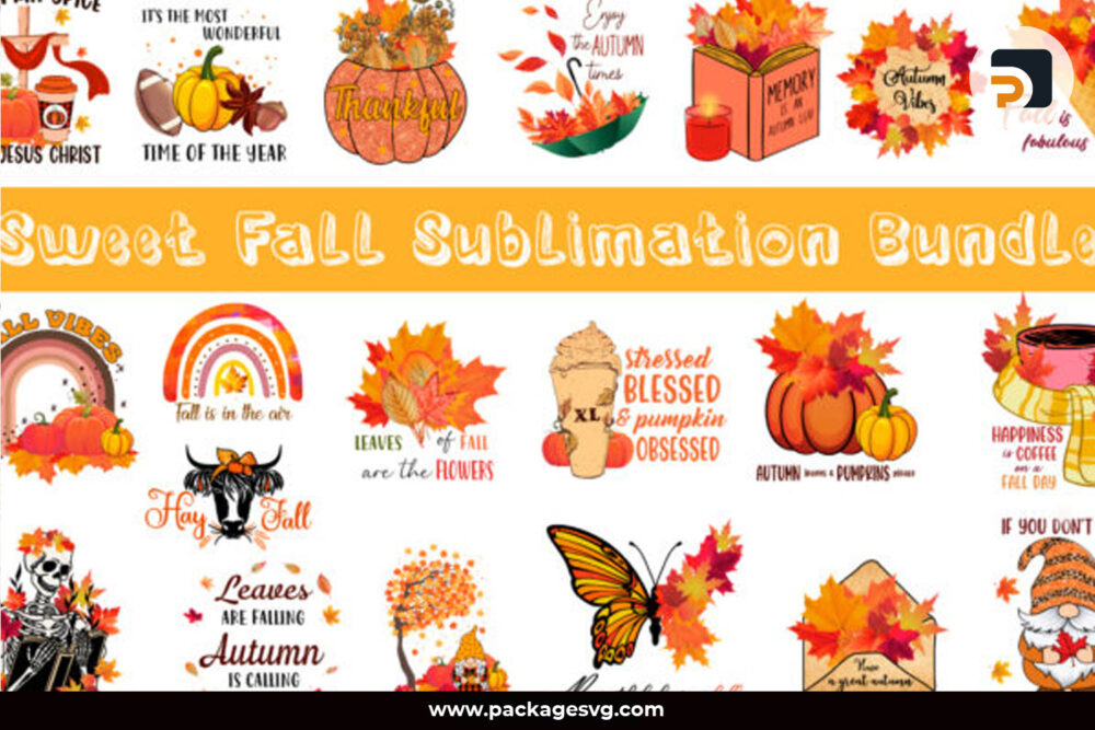 Sweet Fall Sublimation Bundle PNG, Shirt Design Autumn