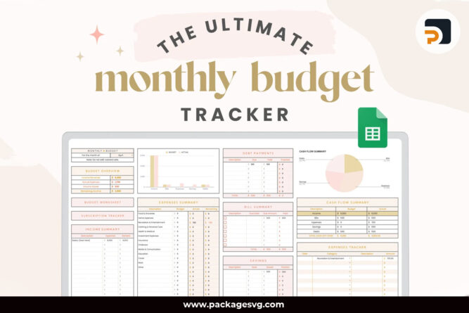 The Ultimate Monthly Budget Tracker, Google Sheets Digital Budget Planner