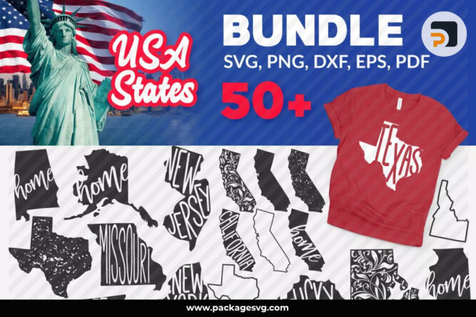 USA Bundle SVG PNG EPS DXF PDF, 50+ America Designs