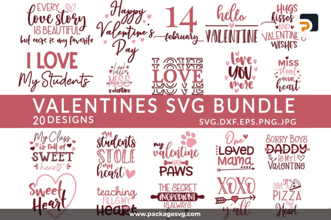 Valentine's Day SVG Bundle, 20 Love Designs SVG