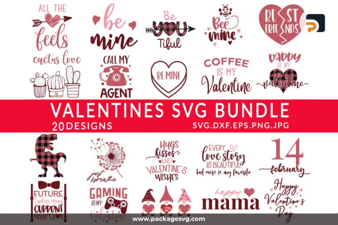 Valentines SVG Bundle, 20 Love Designs SVG PNG DXF EPS JPG