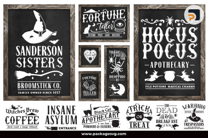 Vintage Halloween Sign Making Bundle SVG PNG EPS DXF, 25 Designs Printable on Shirt