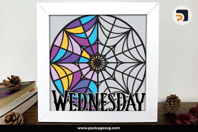 Wednesday Shadow Box SVG, Papercut Template