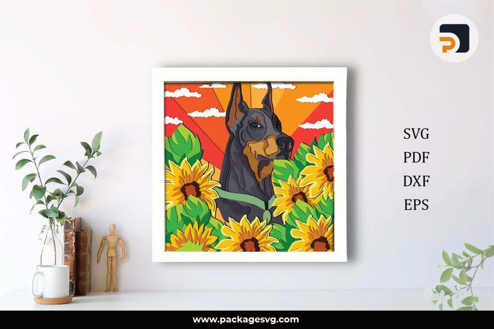 3D Beautiful Dane Shadowbox SVG, Dog Template For Cricut