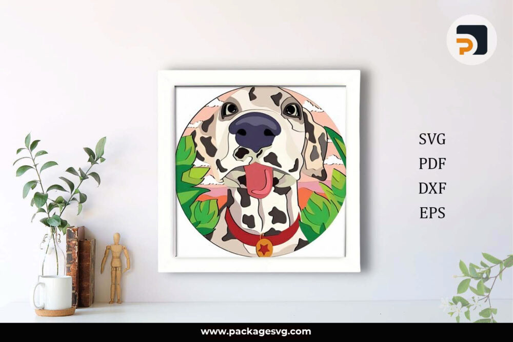 3D Cute Dane Shadowbox SVG, Dog Template For Cricut