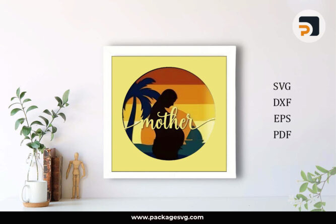 3D Retro Mother Shadow Box SVG, Mom Template For Cricut