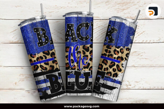 Back The Blue American Flag PNG, 20oz Skinny Tumbler America Template