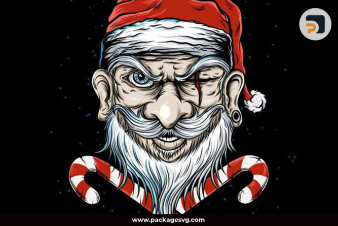 Badass Santa Design PNG PSD, Printable Christmas T-Shirt