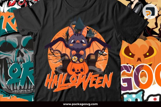 Bats and Pumpkins Sublimation Design PNG