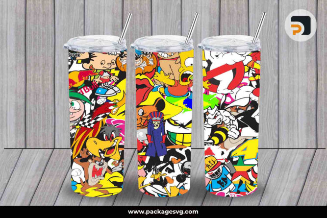 Cartoon Network Film Sublimation PNG, 20oz Skinny Tumbler Template