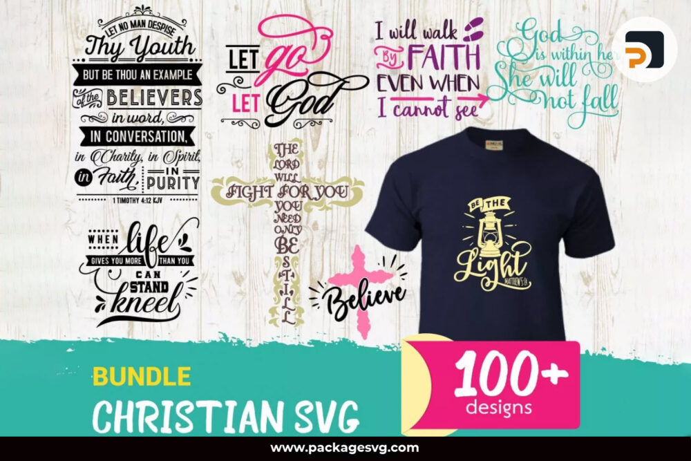 Christian Bundle SVG, 100+ Quote and Icon Designs